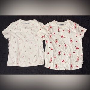 Old Navy Girls White Ballet Print T-Shirts (Set of 2) Size 4T